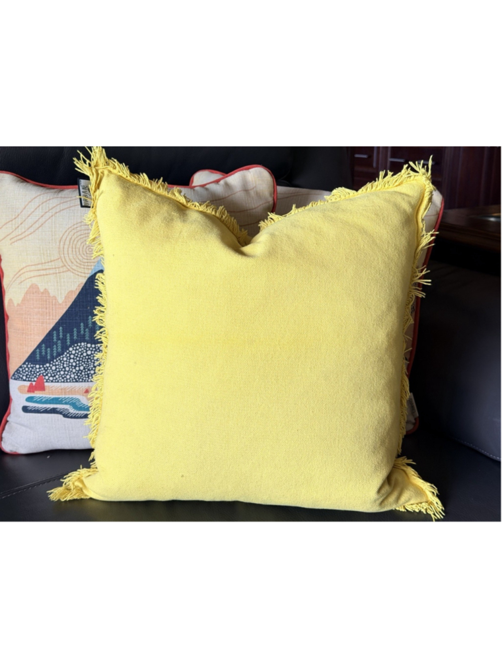 Urban Loft by Westex Ombre Fringe Yellow Feather Filled Decorative Throw Pillow - Picture 4 of 8